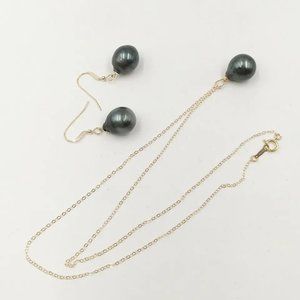 natural Tahitian pearl jewelry set - Black